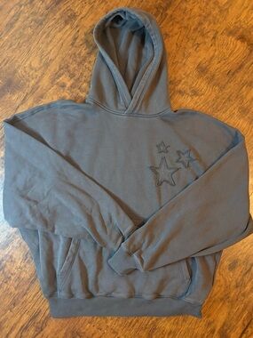 Hollister Black Hooded Sweatshirt with Star Appliqués